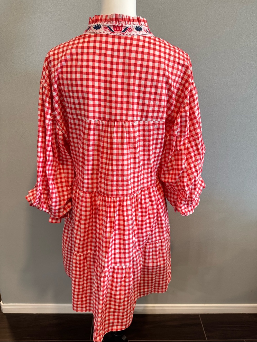 Printfresh Rosalita Gingham Mini Tiered Dress Small Cotton - Picture 6 of 10